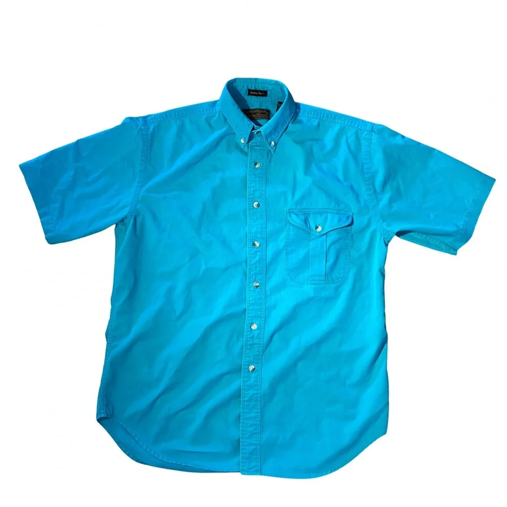 Mens Vintage Eddie Bauer Rufton Twill button down shirt in green teal size M - Picture 1 of 11